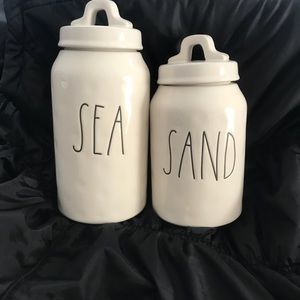 Rae Dunn sea and sand canisters